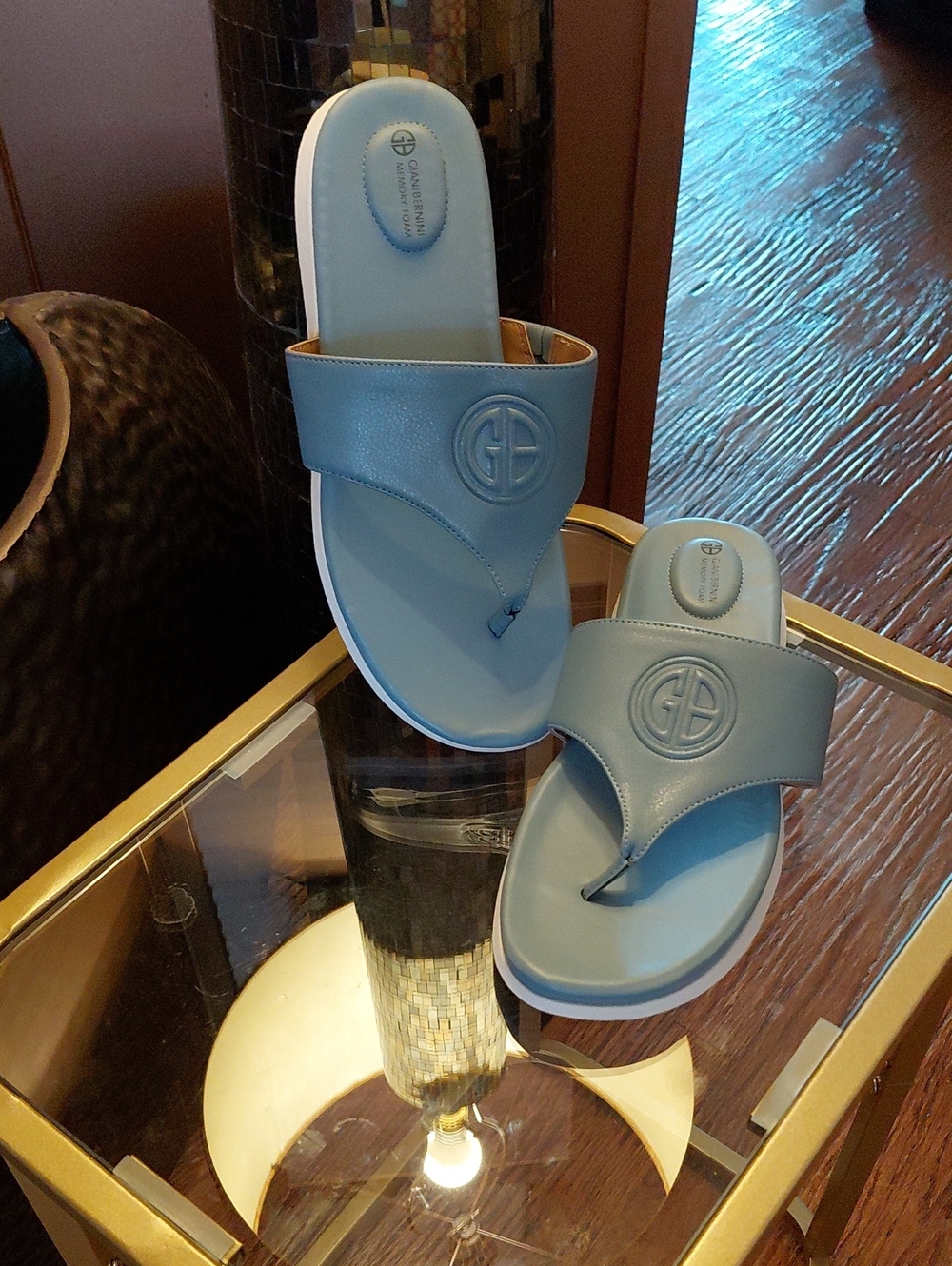 NwOT Giani Bernini Pale Blue Thong Slide Sandals